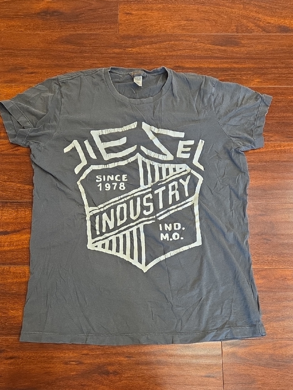 Diesel Charcoal Gray Short Sleeve Logo Tee Size XXL